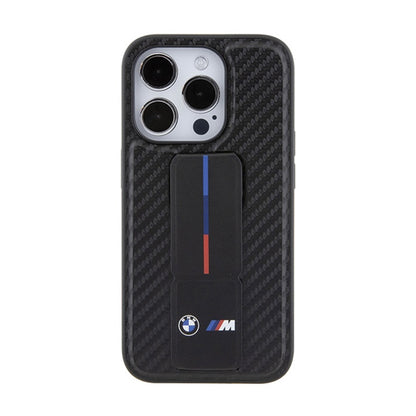 BMW Grip Stand Smooth & Carbon – dėklas iPhone 15 Pro (juodas)