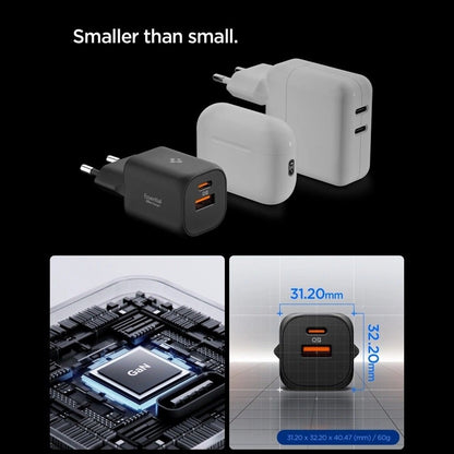 Spigen Essential EE352EU GaN Pro - Sieninis įkroviklis USB-C + USB-A 35W (Juodas)