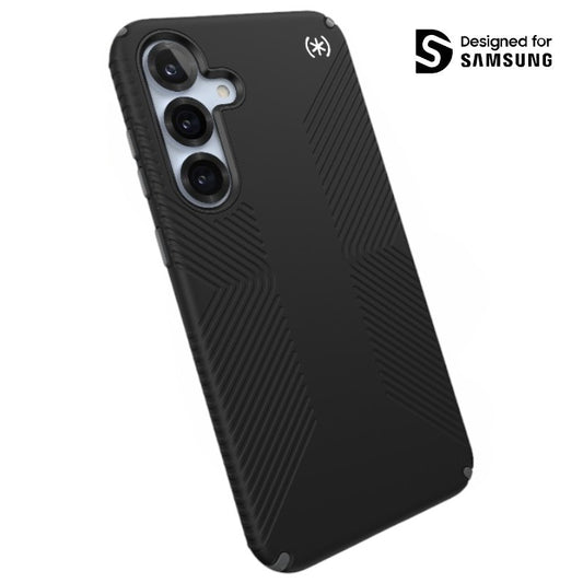 Speck Presidio2 Grip Magnet - „Samsung Galaxy S25+“ / „24+“ dėklas su „MagSafe“ (juoda / skalūnų pilka / balta)