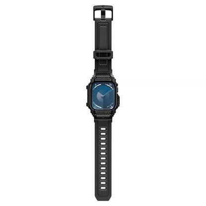 Spigen Rugged Armor Pro – apyrankė su dėklu, skirta Apple Watch 10 42 mm (matinė juoda)