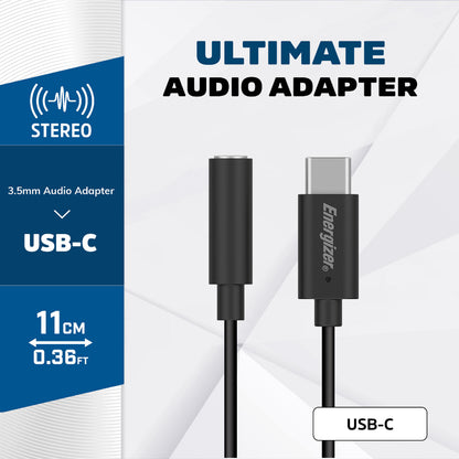 Energizer Ultimate - USB-C į 3,5 mm lizdo garso adapteris 11 cm (juodas)