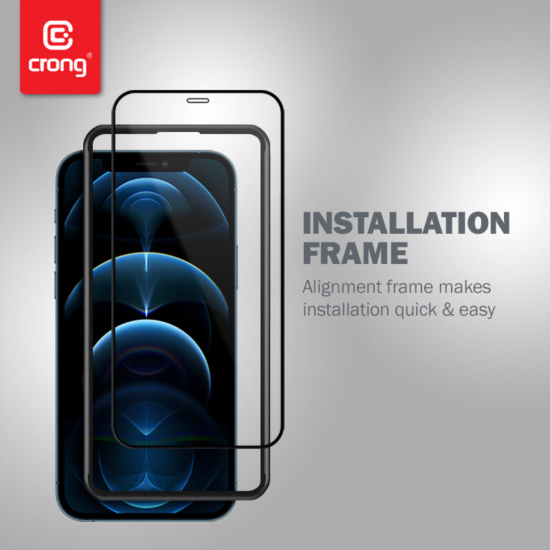 Crong Antibakterinis 3D Armor Glass – 9H grūdintas stiklas visam iPhone 12 Mini ekranui + montavimo rėmelis