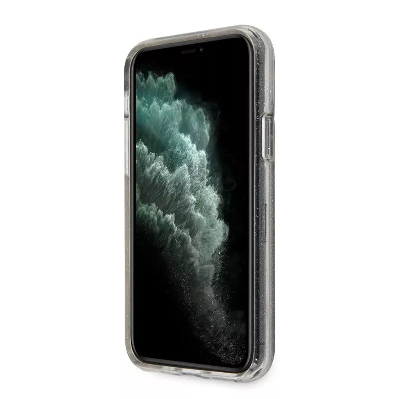 Guess blizgučių dėklas iPhone 11 Pro Max (sidabrinis)