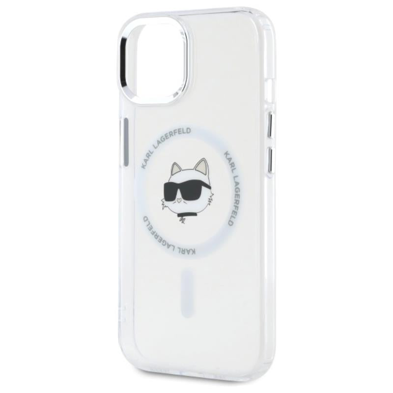 Karl Lagerfeld IML Metal Choupette Head MagSafe – dėklas skirtas iPhone 15 (baltas)