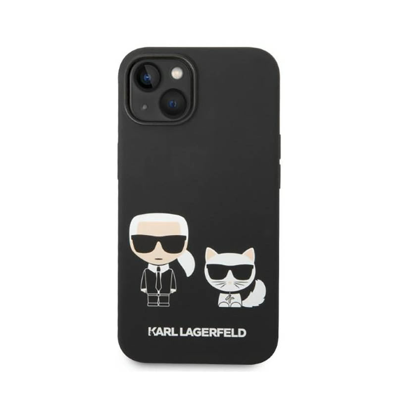 Karl Lagerfeld skystas silikonas Karl & Choupette MagSafe – dėklas, skirtas „iPhone 14 Plus“ (juodas)