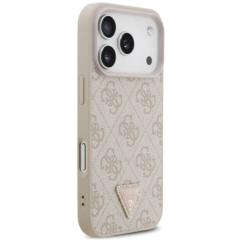 Guess Odos 4G Trikampis su kristalais MagSafe - Dėklas iPhone 17 Pro (rožinis)
