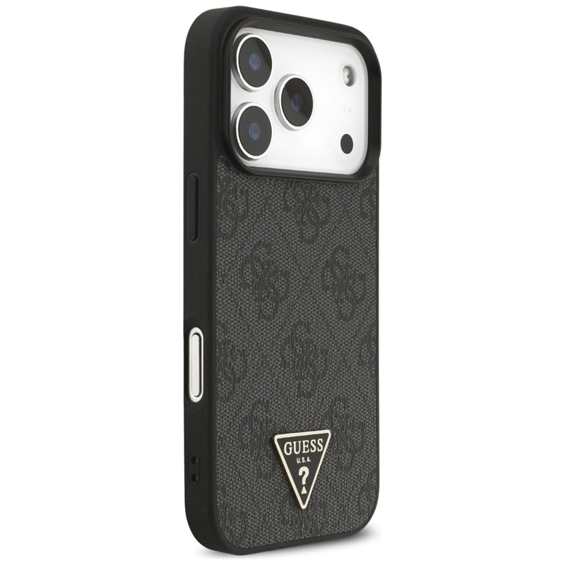 Guess 4G Dirželis Trikampis Logotipas MagSafe - Dėklas iPhone 17 Pro (juodas)