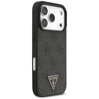 Guess 4G Dirželis Trikampis Logotipas MagSafe - Dėklas iPhone 17 Pro (juodas)