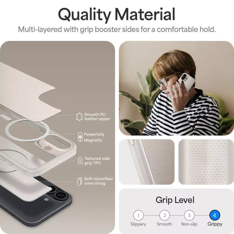 Spigen Cyrill Kajuk Mag MagSafe – dėklas skirtas iPhone 16 (kreminis)