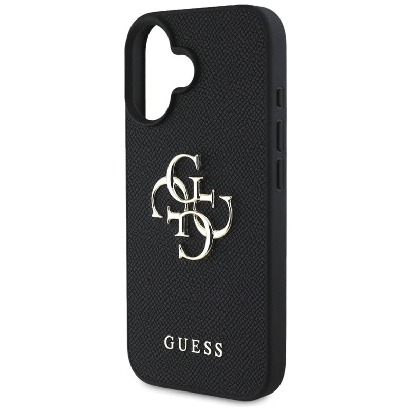 Guess Grained Big 4G Logo Small Classic Logo – dėklas skirtas iPhone 16 (juodas)