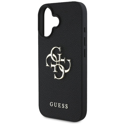 Guess Grained Big 4G Logo Small Classic Logo – dėklas skirtas iPhone 16 (juodas)