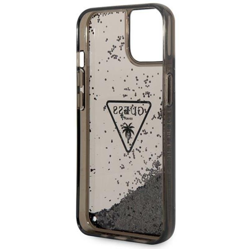 Guess Liquid Glitter Triangle Logo dėklas – dėklas iPhone 14 (juodas)