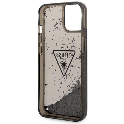 Guess Liquid Glitter Triangle Logo dėklas – dėklas iPhone 14 (juodas)
