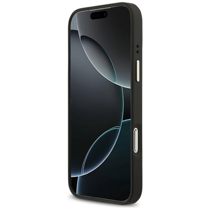 Guess Grūdėtas Strass Logotipas MagSafe dėklas iPhone 17 Pro Max (juodas)