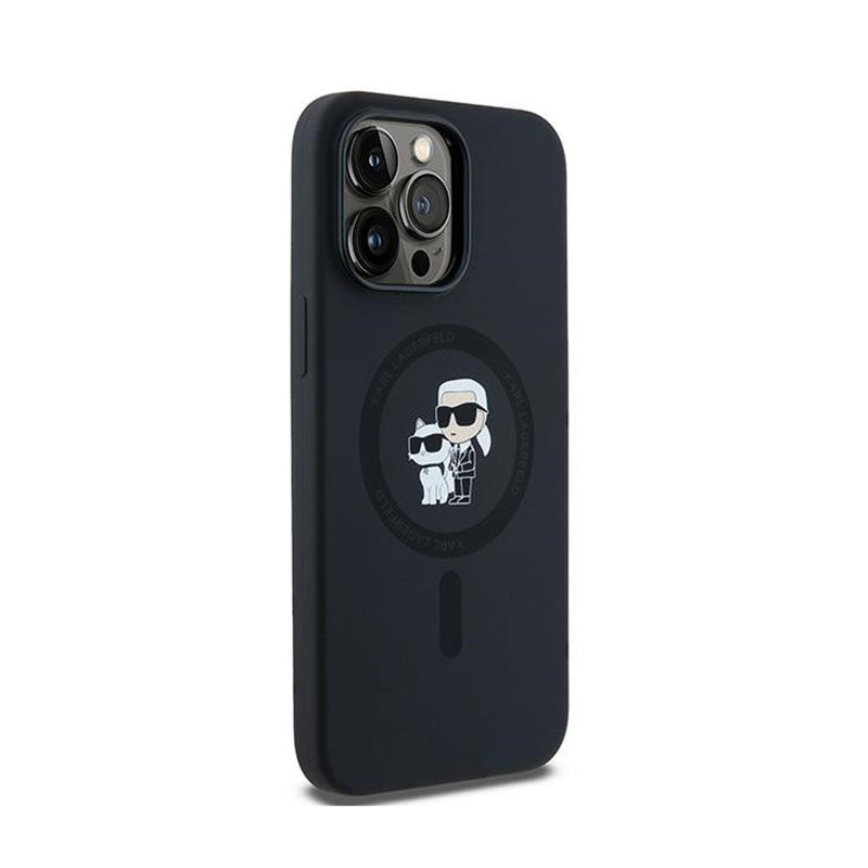 Karl Lagerfeld Silicone Karl & Choupette MagSafe – dėklas, skirtas iPhone 14 Pro Max (juodas)