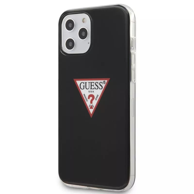 Guess Trikampio logotipas - Dėklas iPhone 12 Pro Max (juodas)