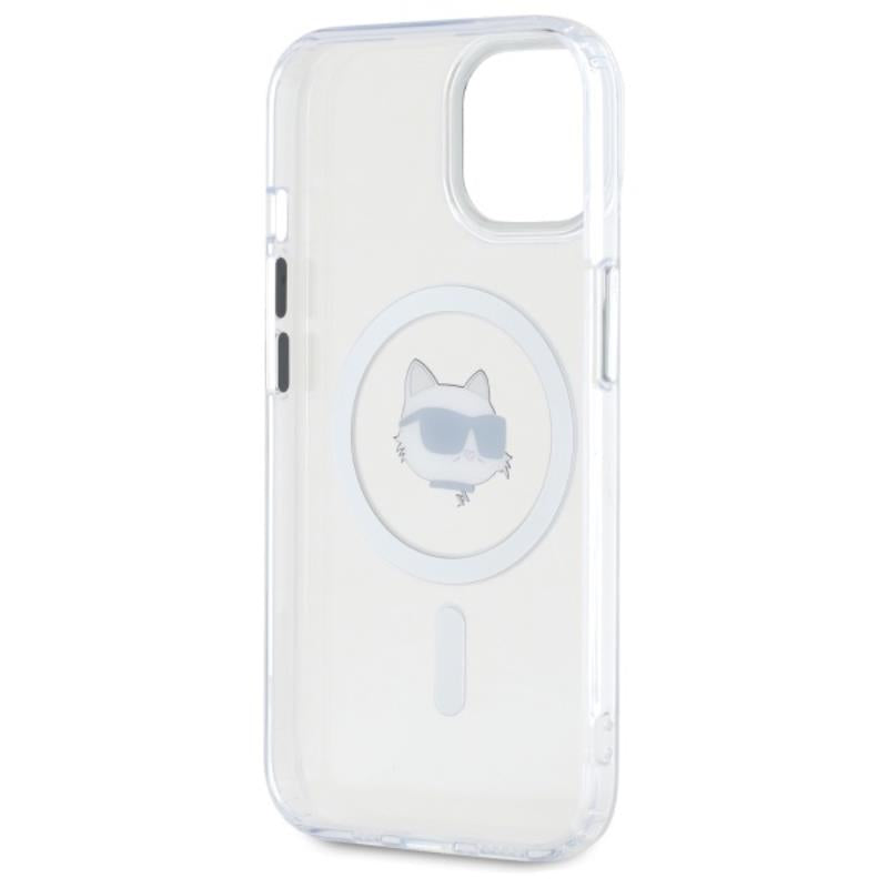 Karl Lagerfeld IML Metal Choupette Head MagSafe – dėklas skirtas iPhone 15 (baltas)