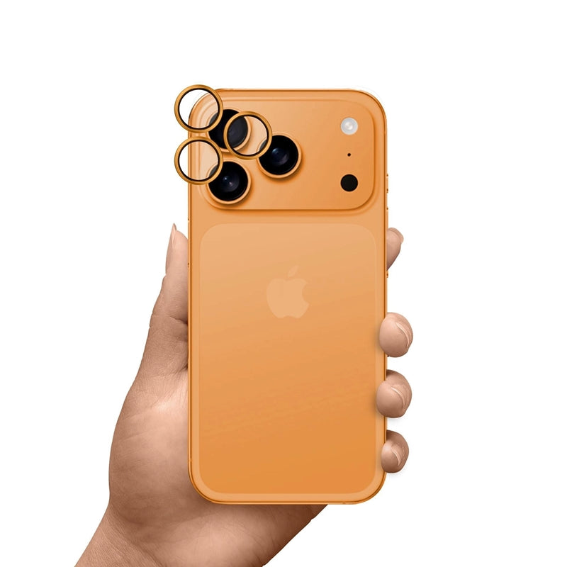 3mk HARDY Pro objektyvo apsauga – Kameros objektyvo stiklas, skirtas iPhone 17 Pro / iPhone 17 Pro Max (Oranžinė)
