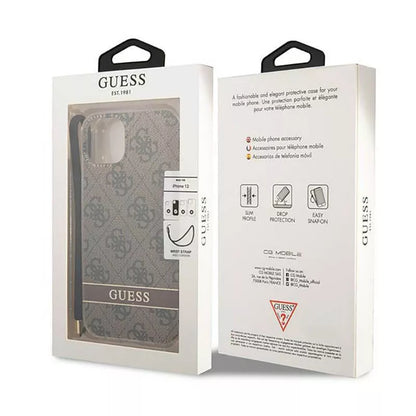 Guess 4G Print Cord – dėklas, skirtas iPhone 14 (rudos spalvos)
