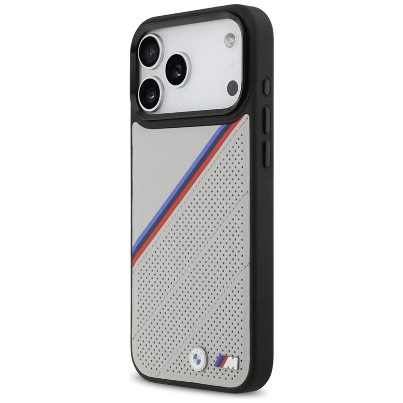 BMW M Tricolor Metalinis logotipas MagSafe - iPhone 17 Pro Max dėklas (pilkas)