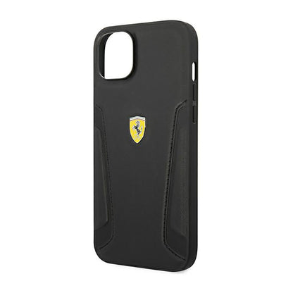 Ferrari Leather Stamp Sides - dėklas, skirtas iPhone 14 Plus (juoda)