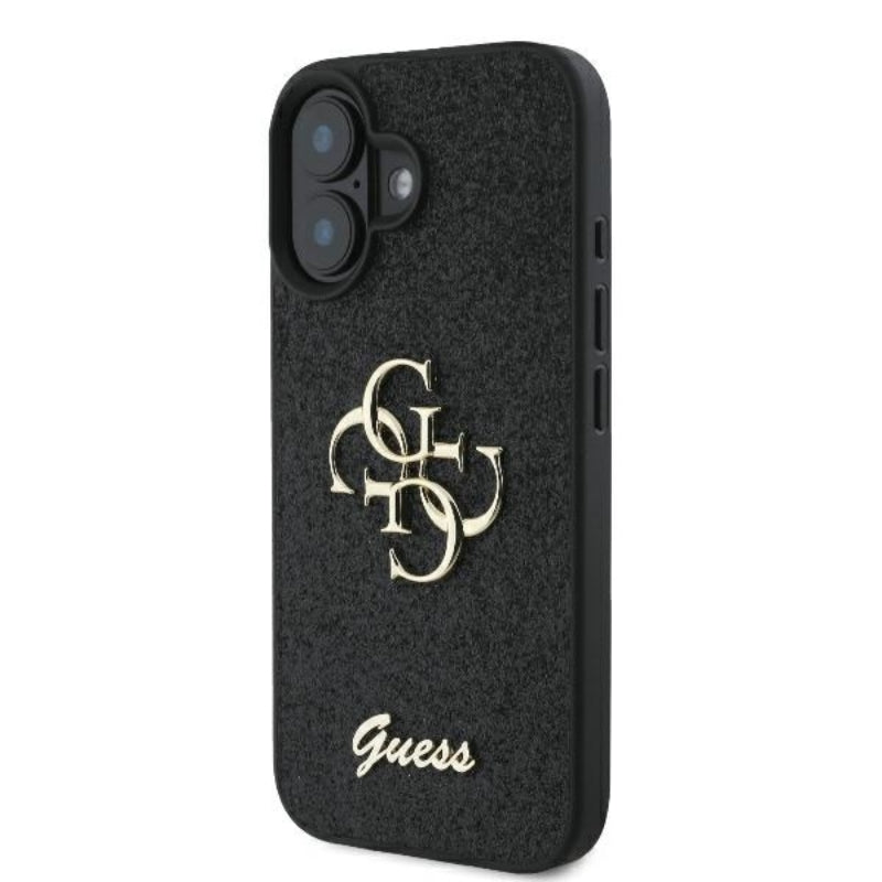 Guess Fixed Glitter Big 4G – dėklas skirtas iPhone 16 Plus (juoda)
