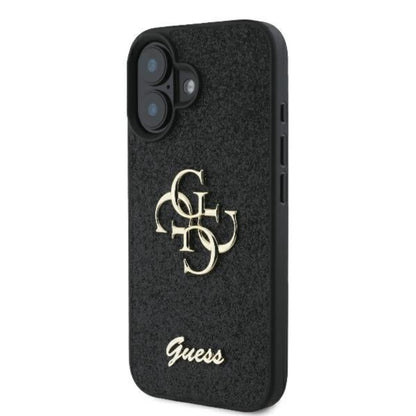 Guess Fixed Glitter Big 4G – dėklas skirtas iPhone 16 Plus (juoda)