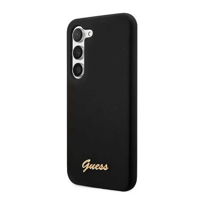 Guess silikoninis dėklas "Script Metal Logo" - Samsung Galaxy S23 (juodas)