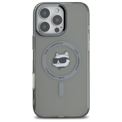 Karl Lagerfeld IML Metal Choupette Head MagSafe – dėklas, skirtas iPhone 16 Pro (juodas)