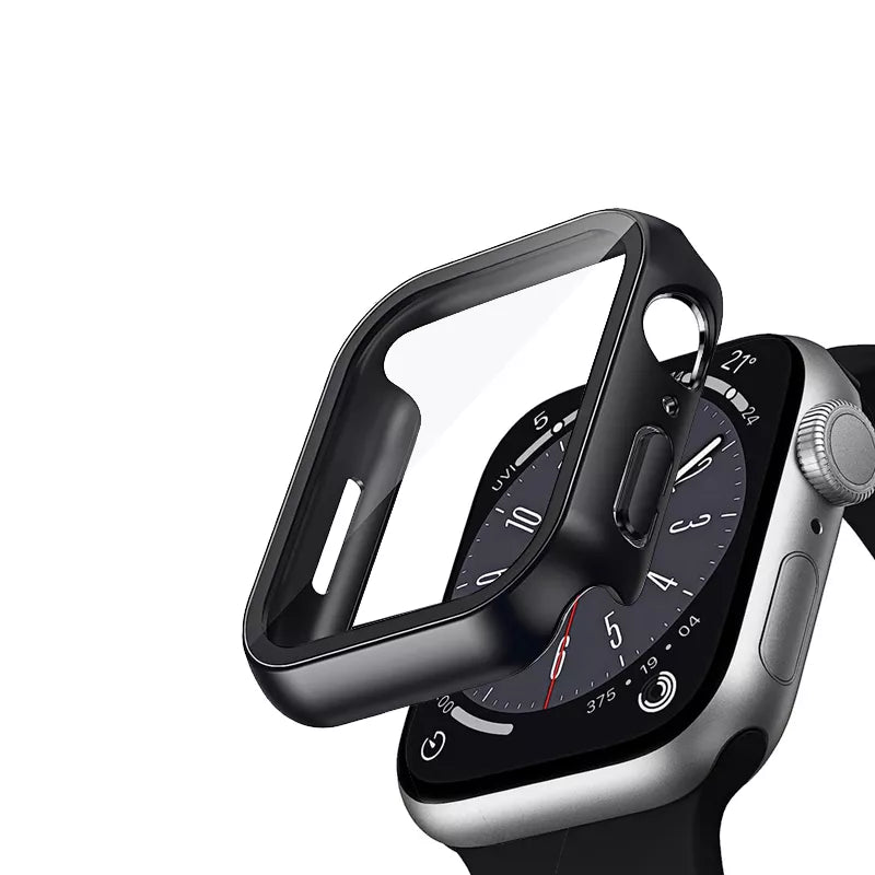 Crong Hybrid laikrodžio dėklas – dėklas su stiklu, skirtas Apple Watch 44 mm (juodas)
