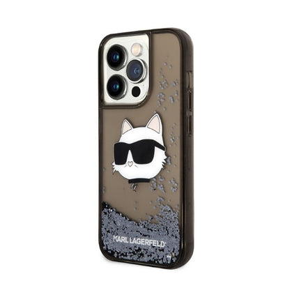 Karl Lagerfeld Liquid Glitter NFT Choupette Head – dėklas, skirtas „iPhone 14 Pro Max“ (juodas)