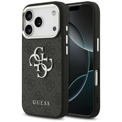Guess 4G Big 4G Classic Logo – Dėklas iPhone 17 Pro (Juoda / Sidabrinė)