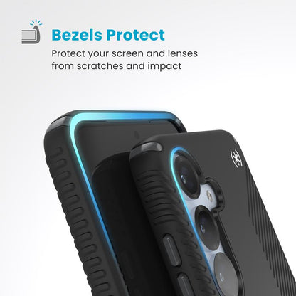 Speck Presidio2 Grip – Samsung Galaxy S25 / S24 dėklas (juodas/skalūno pilkumo/baltas)