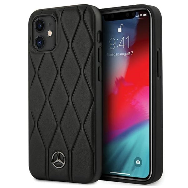 Mercedes Leather Wave Line – dėklas iPhone 12 mini (juodas)