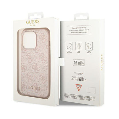 Guess 4G Metal Gold Logo dėklas iPhone 14 Pro Max (rožinis)