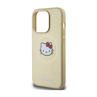 Hello Kitty Leather Kitty Head MagSafe – dėklas iPhone 15 Pro (aukso)