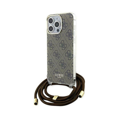 Guess Crossbody Cord 4G Print – iPhone 15 Pro dėklas (rudas)