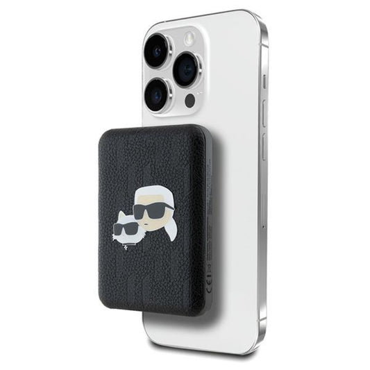 Karl Lagerfeld Karl & Choupette Head Pin MagSafe – Belaidis išorinis akumuliatorius 5000 mAh 15W (juodas)
