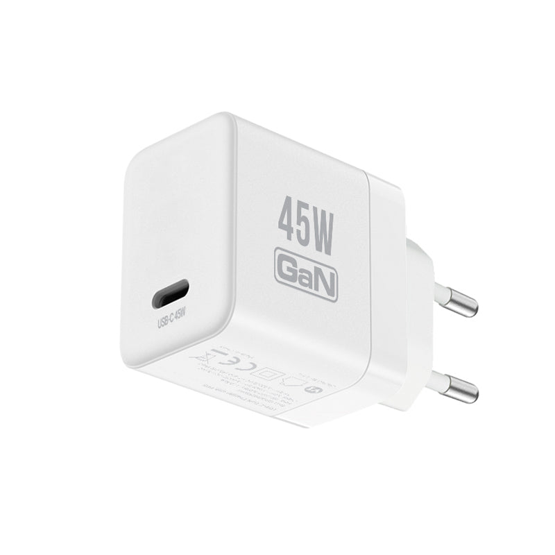 Crong Ultra Compact GaN - USB-C 45W PD 3.0 sieninis įkroviklis su PPS (baltas)