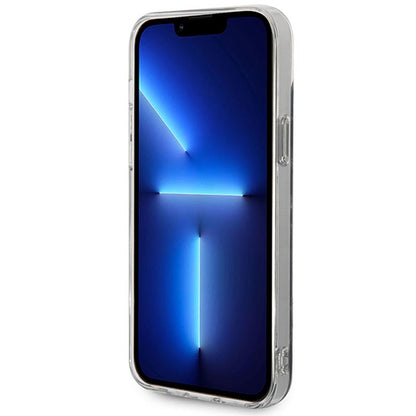 Guess rinkinio pakuotė MagSafe IML marmuras – dėklo komplektas, skirtas iPhone 14 Plus + MagSafe įkroviklis (juodas/auksinis)