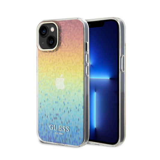 Guess IML Faceted Mirror Disco Iridescent – dėklas iPhone 15 (vaivorykštinis)