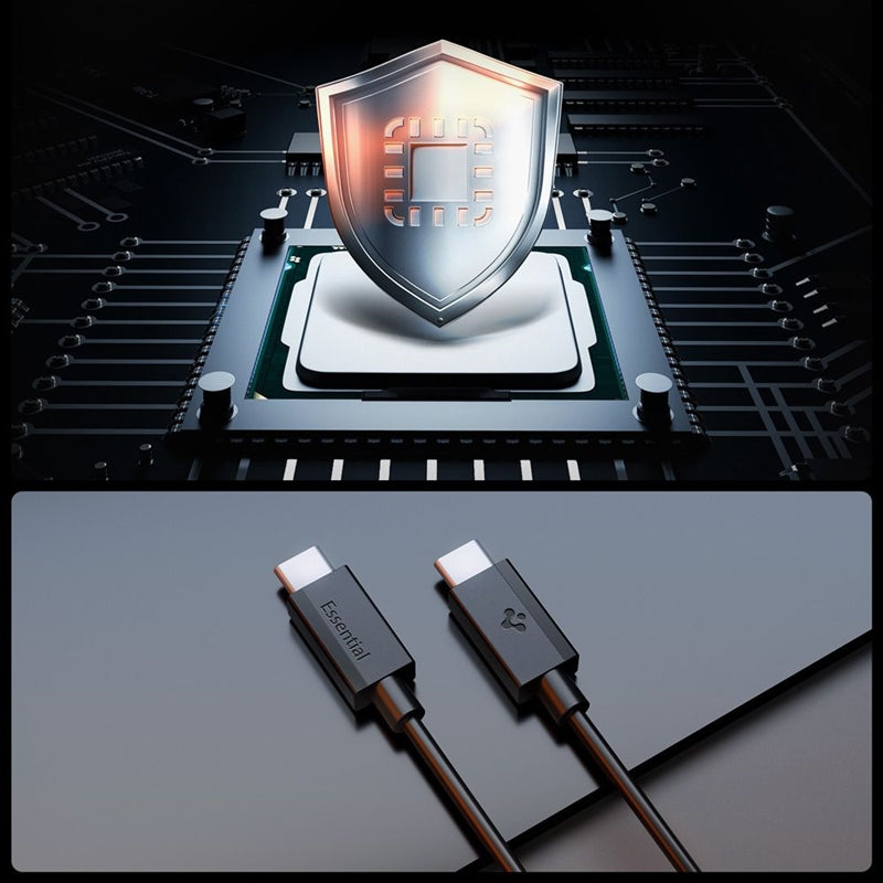 Spigen EB6010CC Essential – USB-C į USB-C laidas, PD 60W, 1m (Juodas)