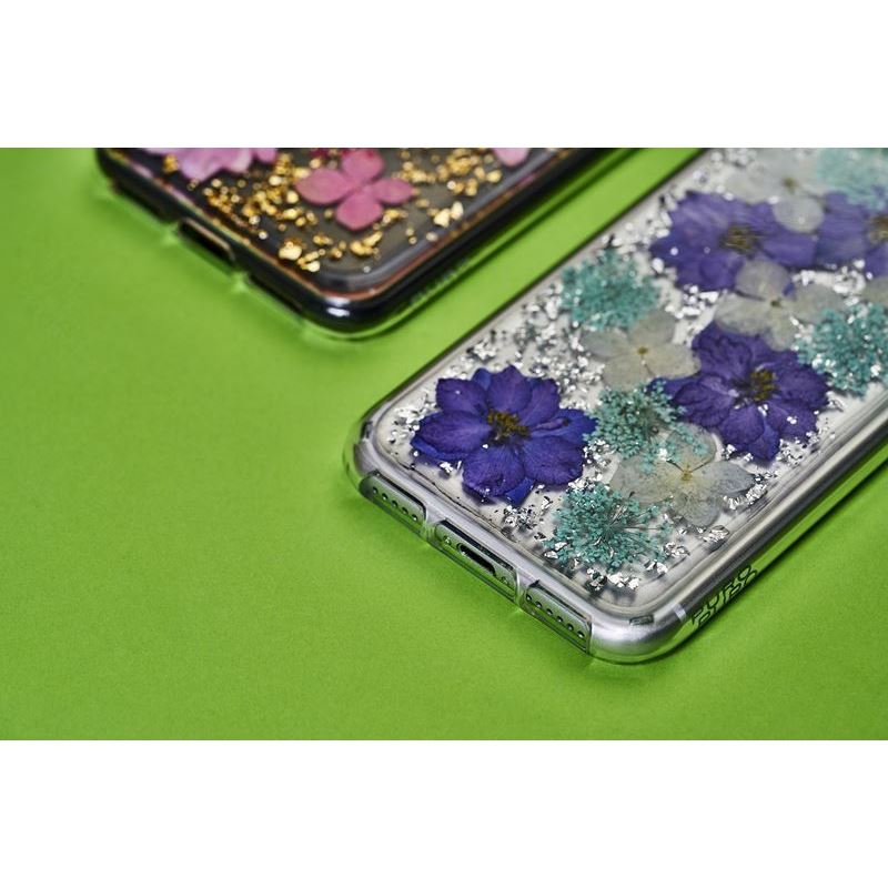 PURO Glam Hippie Chic dėklas, skirtas iPhone XR (tikri žali gėlių žiedlapiai)