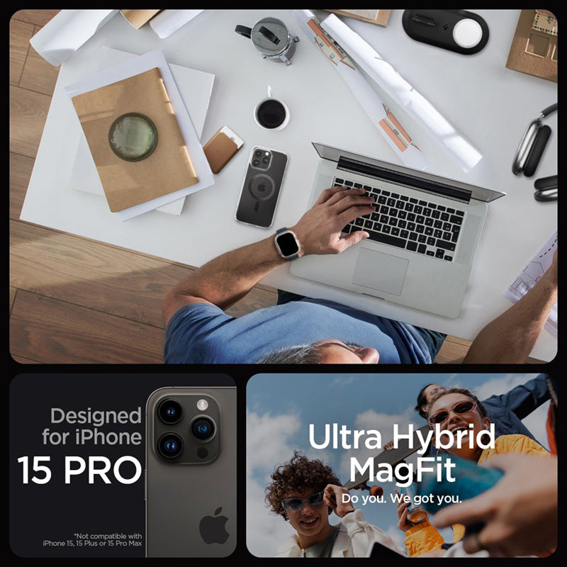 Spigen Ultra Hybrid MagSafe – dėklas iPhone 15 Pro (anglies pluoštas)