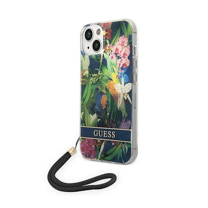 Guess Flower Cord – dėklas, skirtas „iPhone 14“ (mėlynas)