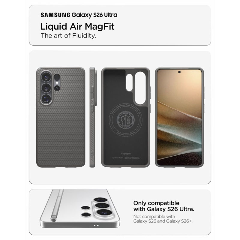 Spigen Liquid Air Mag MagSafe - dėklas Samsung Galaxy S26 Ultra (Marble Gray)