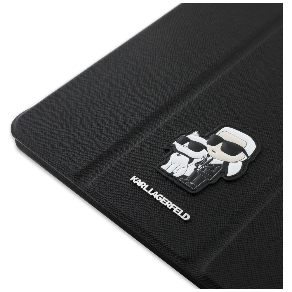 Karl Lagerfeld Book Cover Saffiano Magnetic Karl & Choupette - Dėklas iPad Pro 11" M4 (2024) (juodas)
