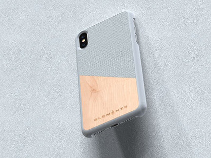 Nordic Elements Original Hel – dėklas „iPhone Xs Max“ su tikru klevo medžiu (šviesiai pilka)