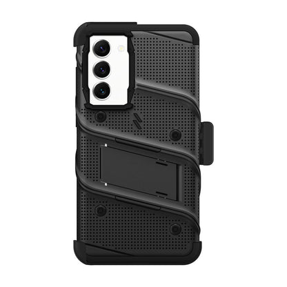 ZIZO BOLT serija – šarvuotas dėklas, skirtas Samsung Galaxy S23+ su 9H stiklu ekranui + laikiklis su stovu (juodas)