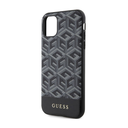 Guess GCube juostelės MagSafe – dėklas „iPhone 11“ (juodas)